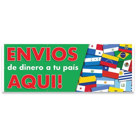 Enva Dinero A Tu Pas Aqu Banner Concession Stand Food Truck Single Sided